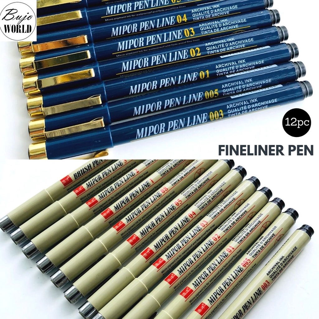 12PC Black Micro-Pen Fineliner Ink Pens,Waterproof Archival Ink