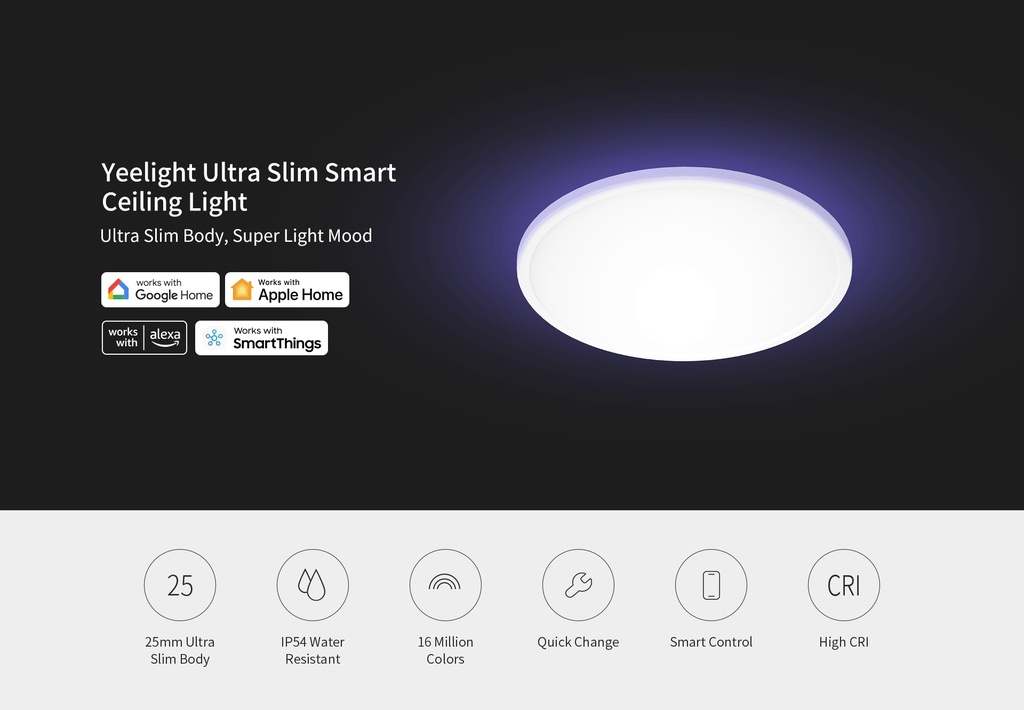 Yeelight Ultra Slim Smart Ceiling lights 300C 21W Quick Change with RGB ...