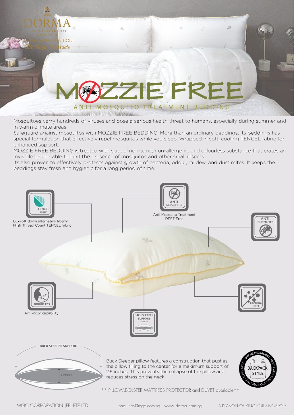 Dorma Mozzie Free Pillow Bolster Shopee Singapore