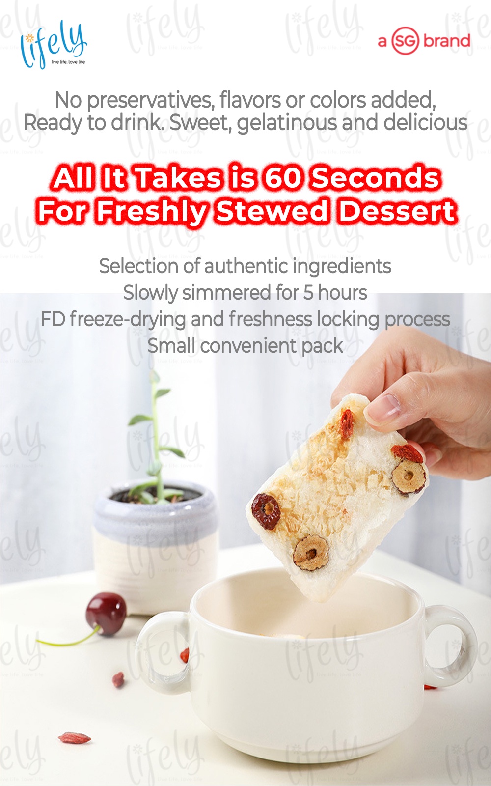 Lifely Instant Food - Dessert In 60 Seconds, 代餐，银耳羹红枣， All Natural with ...