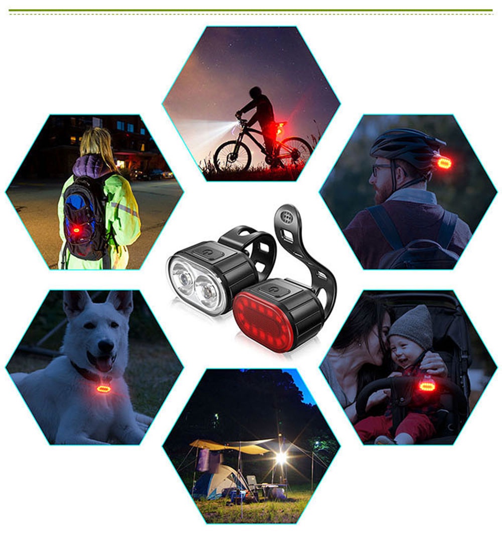 Cycling Bicycle Front Rear Light Set Bike USB Charge Headlight Light ...