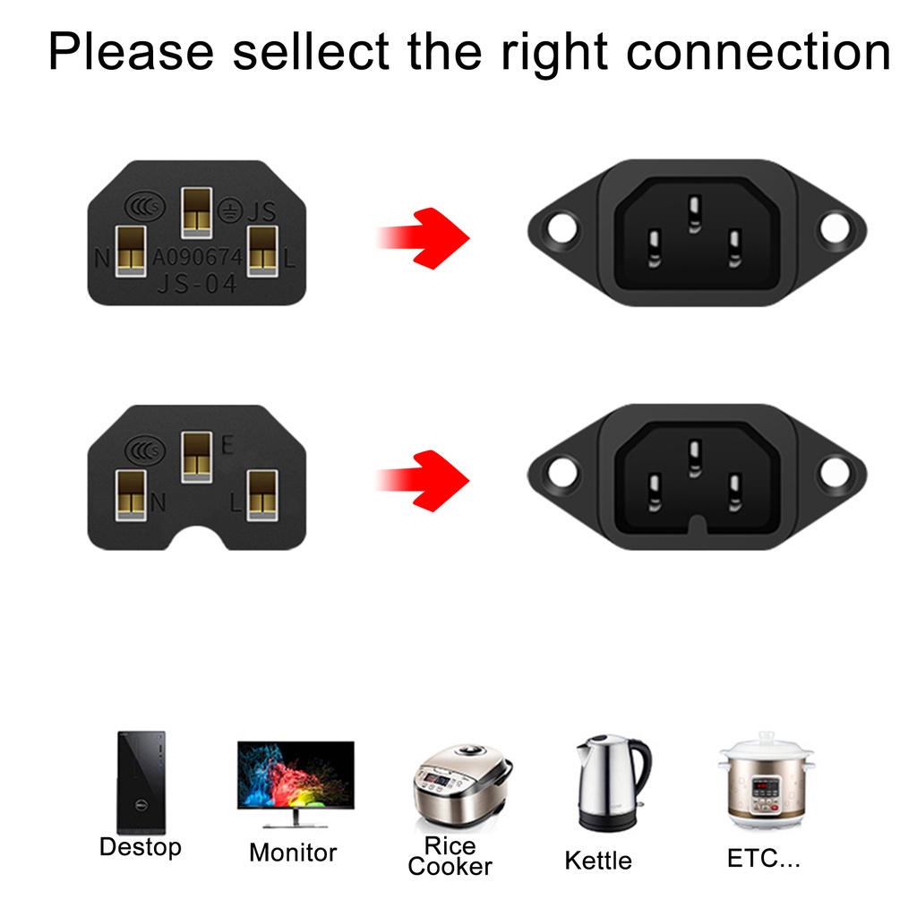 13Amp 3 Pin AC Power Cord Kettle Plug / Rice Cooker Plug c/w 1.2 Meter ...