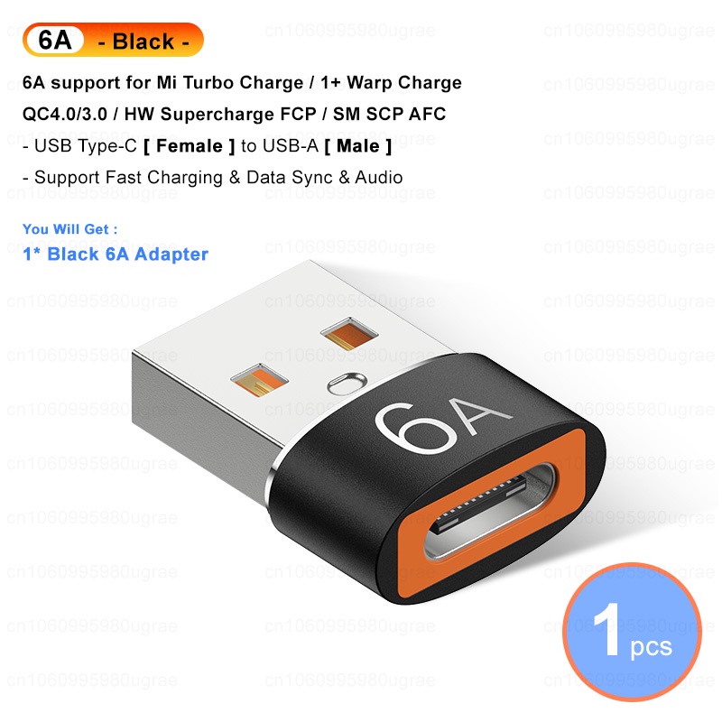ECILY 6A Type C Female To USB A Male OTG Adapter USB-C Converter For ...