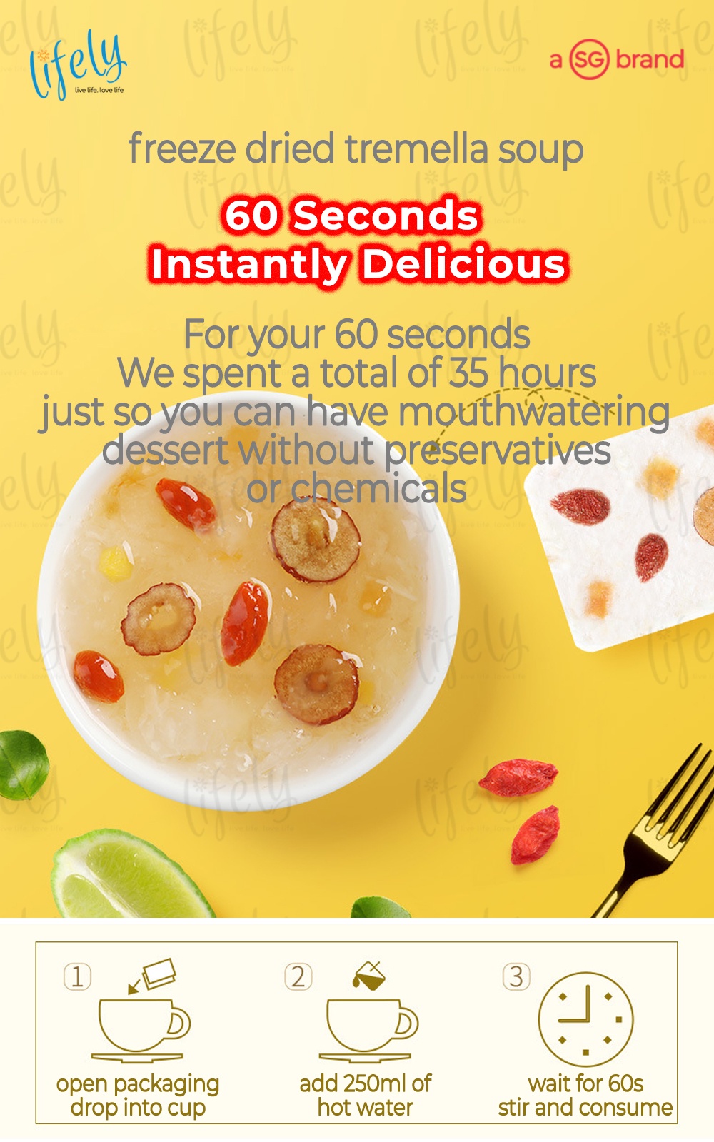 Lifely Instant Food - Dessert In 60 Seconds, 代餐，银耳羹红枣， All Natural with ...