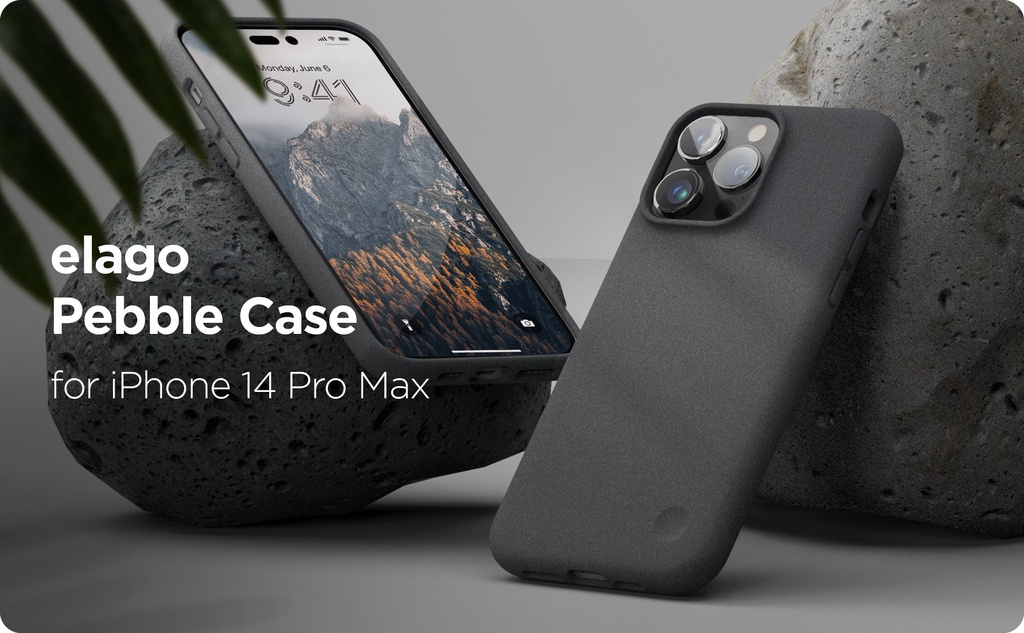 Elago Pebble Custodia Per IPhone 14 Plus (6.7) – Cover In TPU Con Rivestimento In Pietra, Grigio Scuro, Antiurto