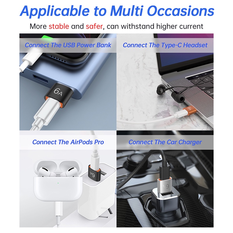 ECILY 6A Type C Female To USB A Male OTG Adapter USB-C Converter For ...