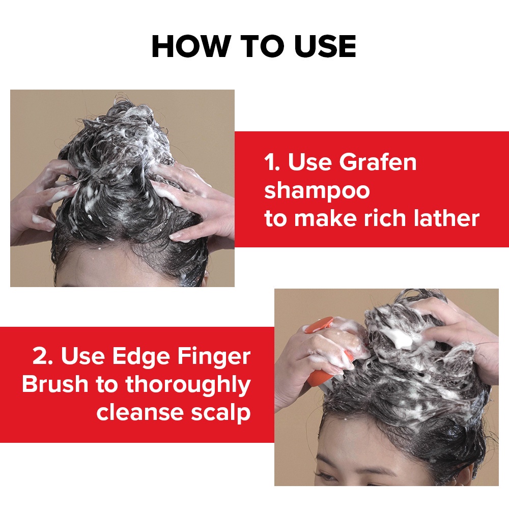 [GRAFEN] Edge Finger (Red/White) [Scalp Massager Brush, Improves Blood ...