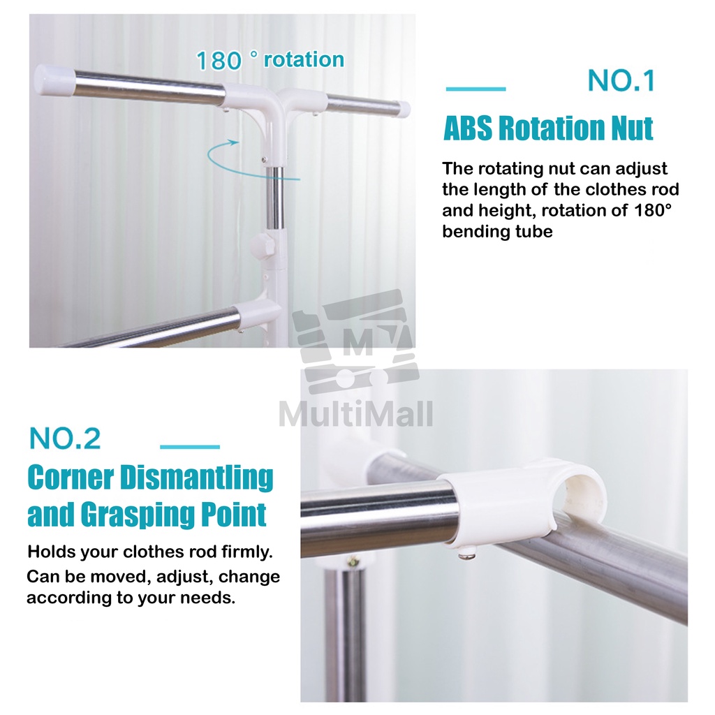 1.5M 4 Poles Upgraded H Laundry Rack |Drying Rack | Clothes Rack ...