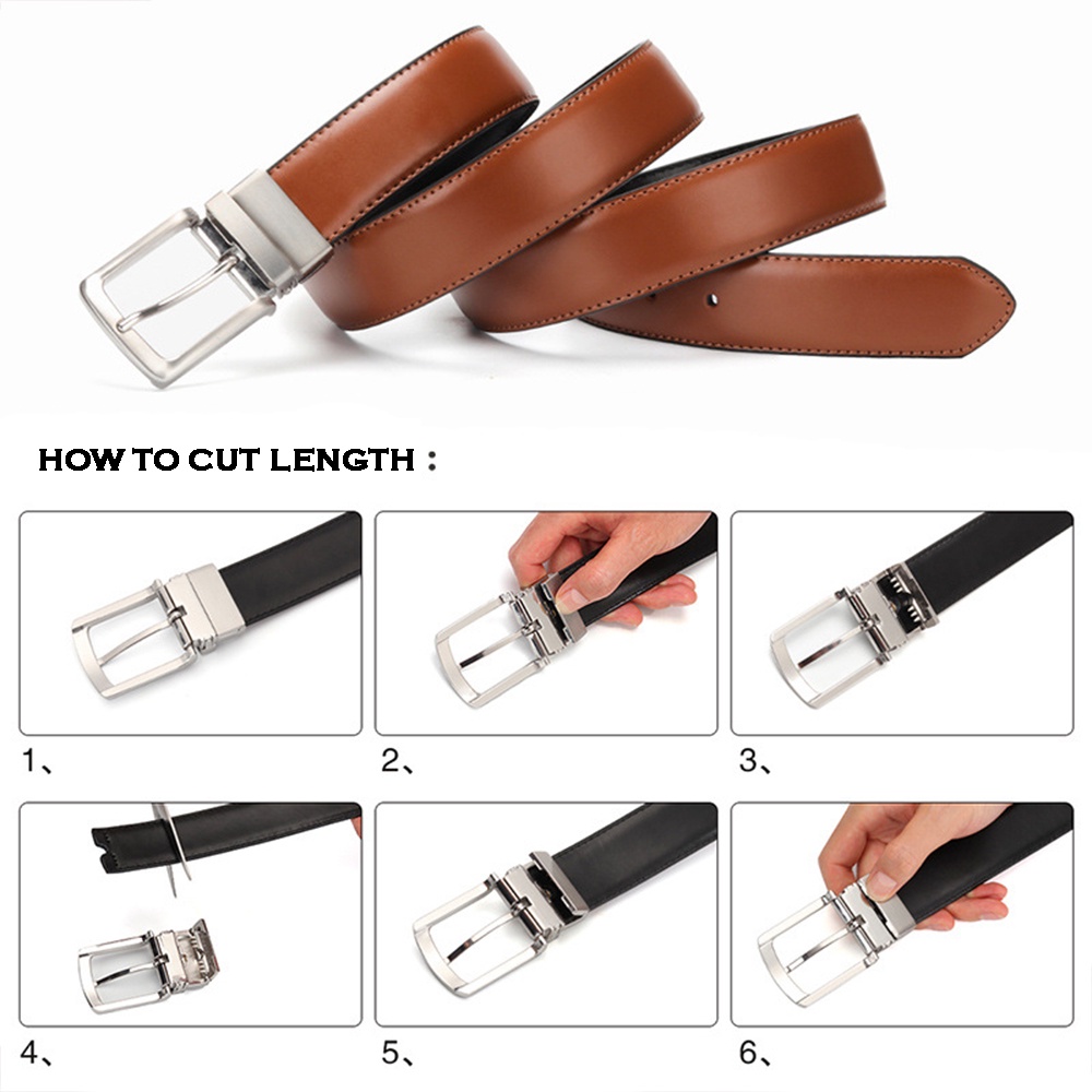 MEN REVERSIBLE BUCKLE BELT WITH LEATHER BELT WITH ROTATED BUCKLE 2 ...