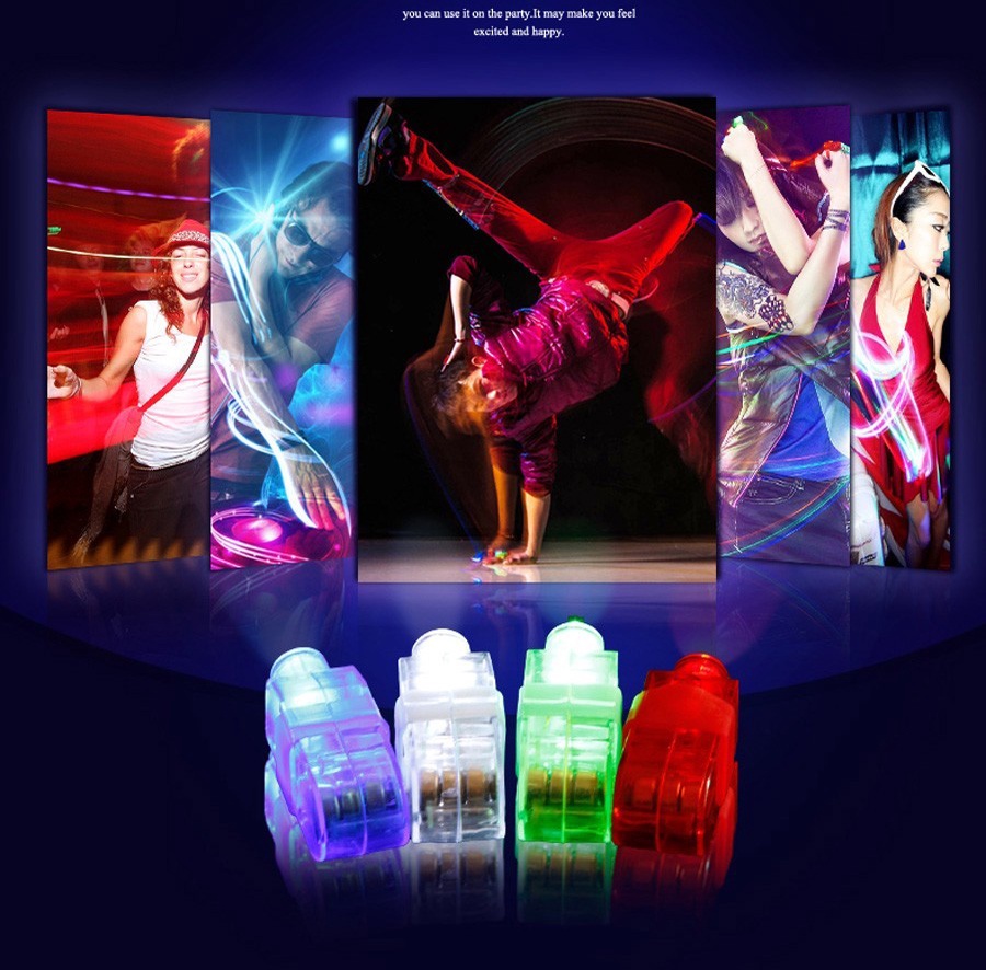 100PCS Finger Light Up Ring Laser LED Rave Party Favors Glow Beams ...