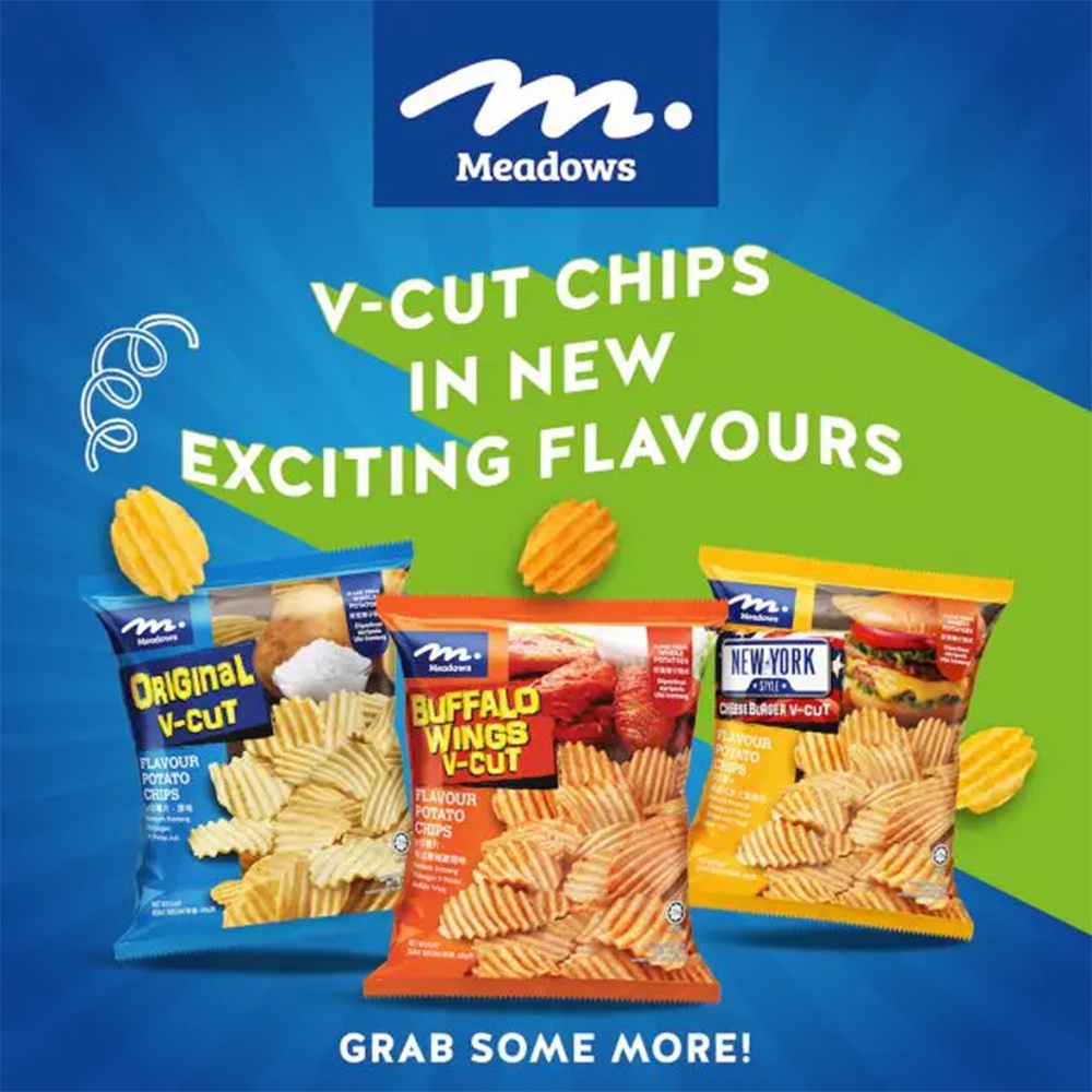 (4 x 60g) Meadows V-Cut Wave Potato Chips Original Buffalo Wings Cheese ...