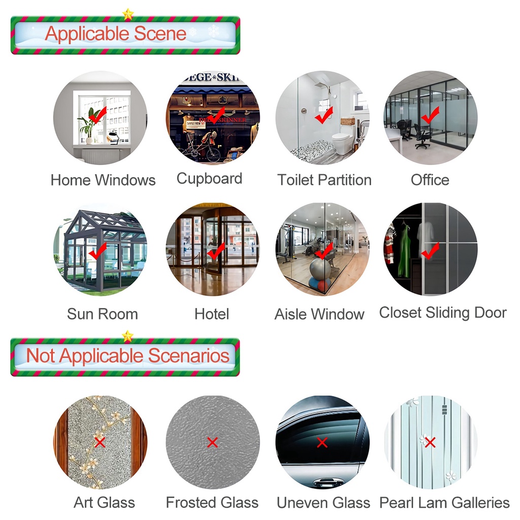 Extra Large Gift Box Glass Stickers For Window Decorations Coffee Shop ...