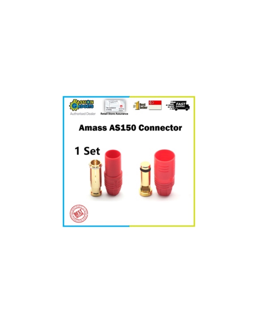 Amass AS150 Connector plugs Anti-Spark Gold Bullet 7mm Connector Plugs ...