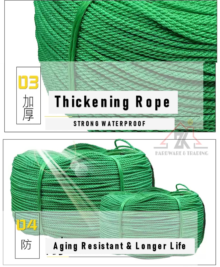 Green Rope Nylon Rope PE Rope Polyethylene Rope 3MM 4MM 5MM 6MM 8MM ...
