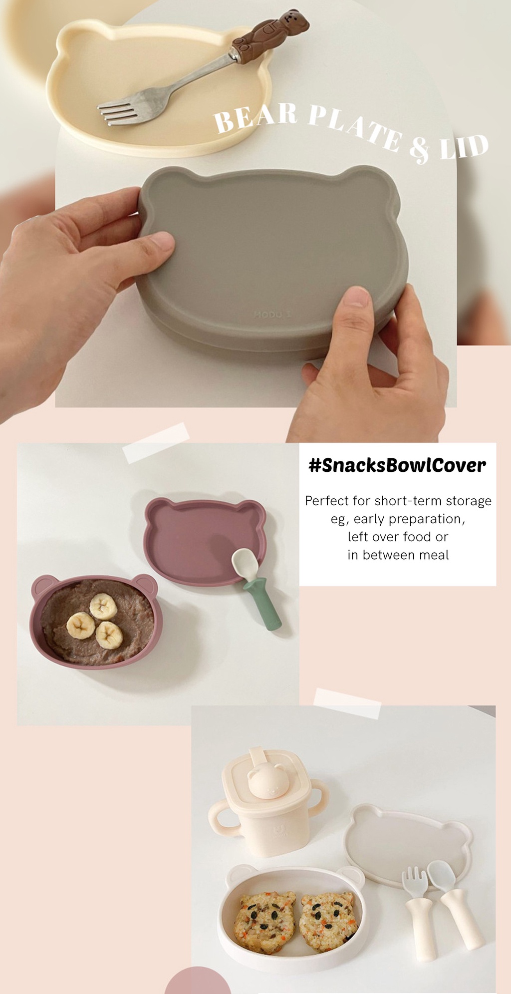 MODU'I - Bear Snack Bowl Lid / Eco Friendly / Silicon / Sturdy ...