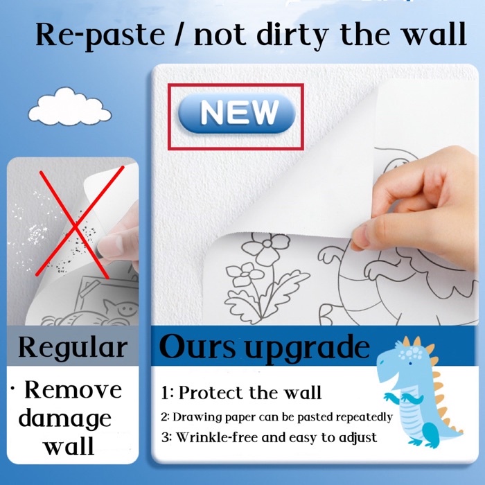 SG Stock 300CM Re-stickable Graffiti Drawing Paper Roll for kids ...