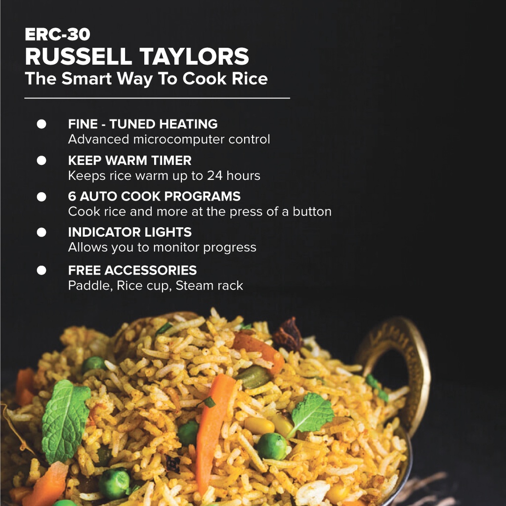 Russell Taylors Fuzzy Logic SMART Rice Cooker 1.8L ERC30 (Steam Rack