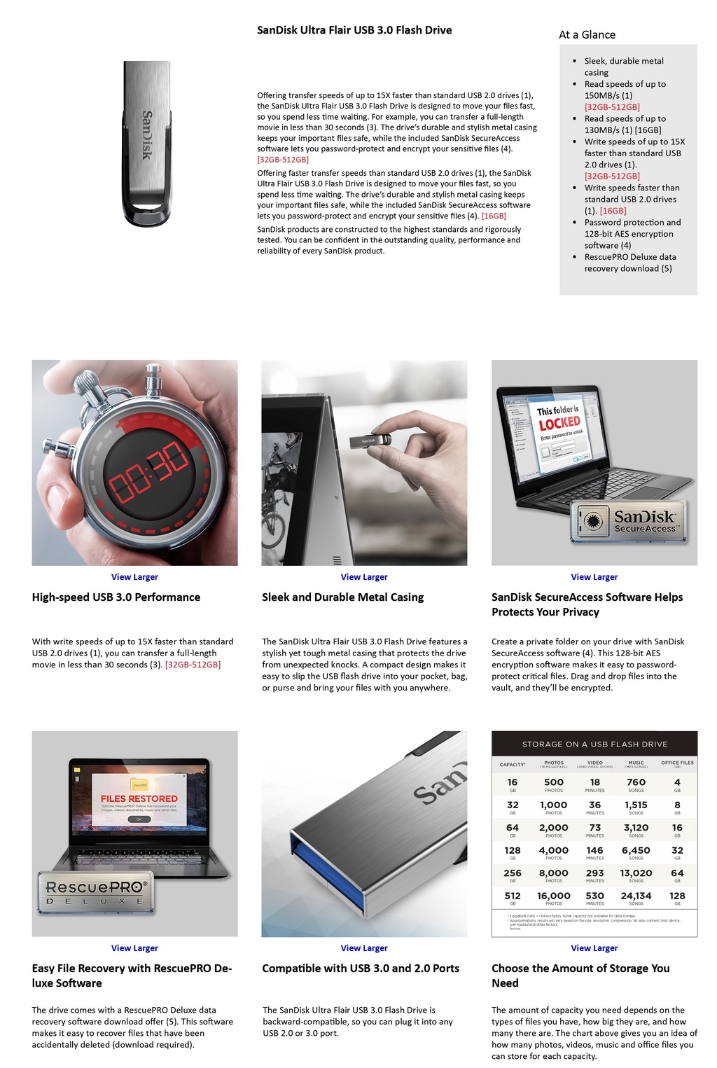 SanDisk Ultra Flair USB 3.0 Flash Drive (64GB) main image 1