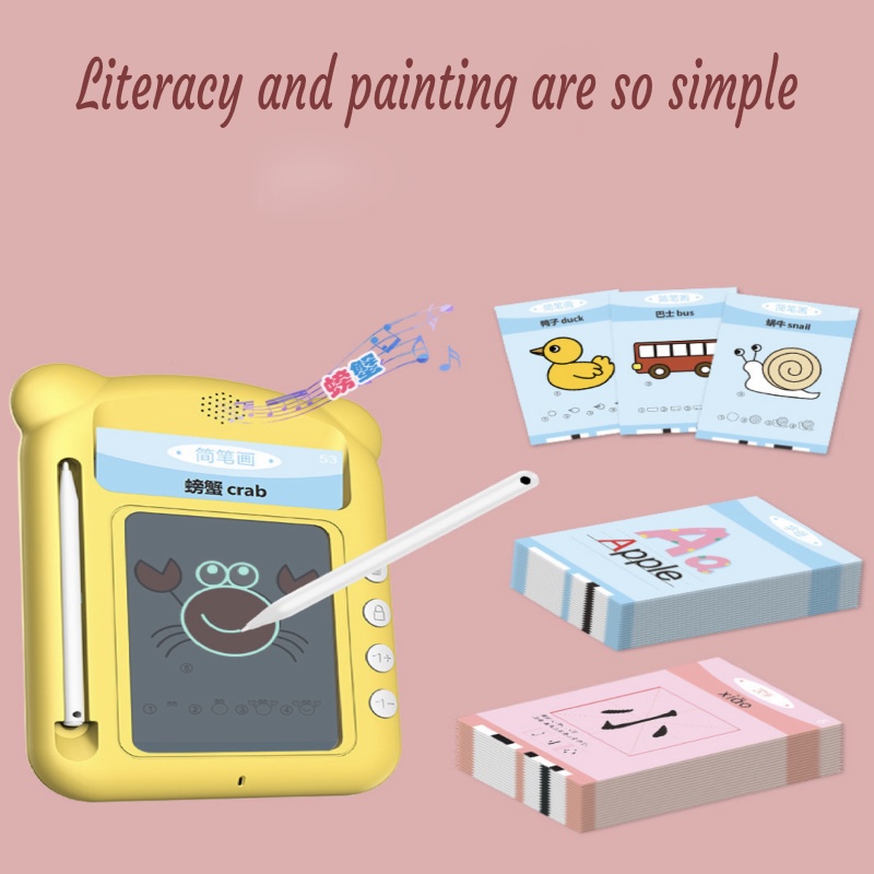 Chinese English Learning Card Reader with Drawing Board Kids Montessori ...