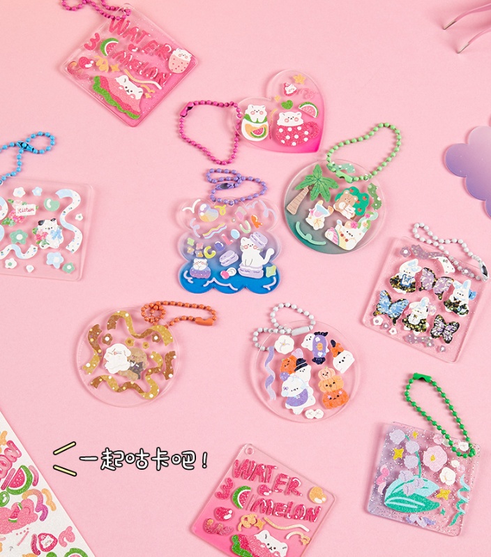 [SG Stock] DIY Keychain Guka Plain Transparent Glittery Gradient Plate ...