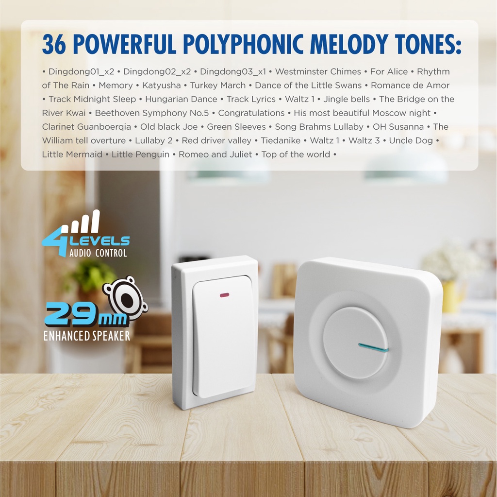 Daiyo DDB 47W Wireless Digital Kinetic Doorbell (Battery Free Switch ...