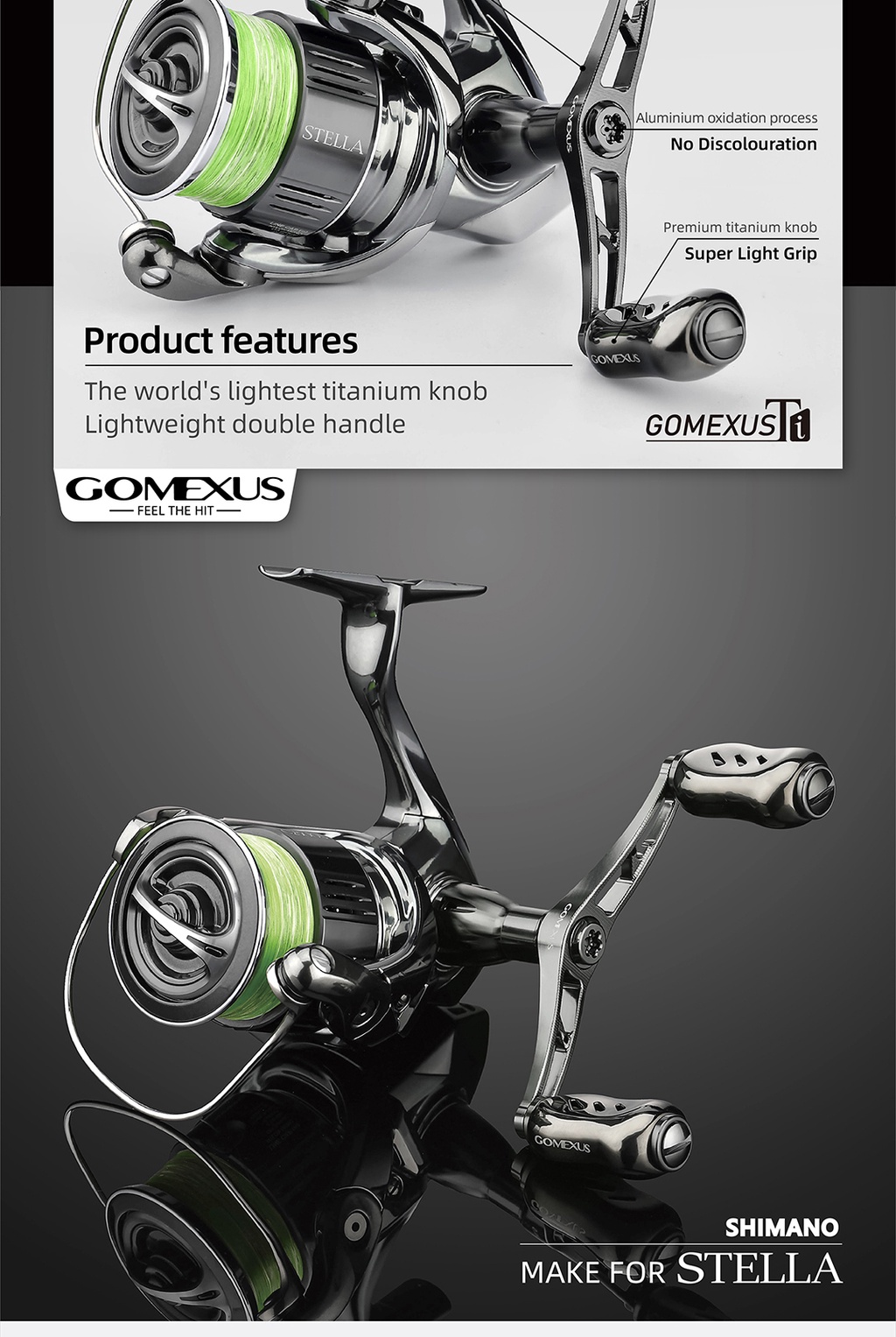 Gomexus T22STSK Knob Titanium Stella Smoke 22mm Shimano A , Daiwa S