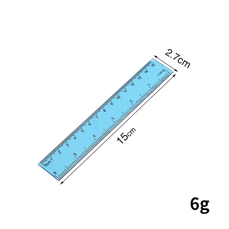 15/20/30cm Transparent Plastic Ruler Blue Color Simple Style Portable ...