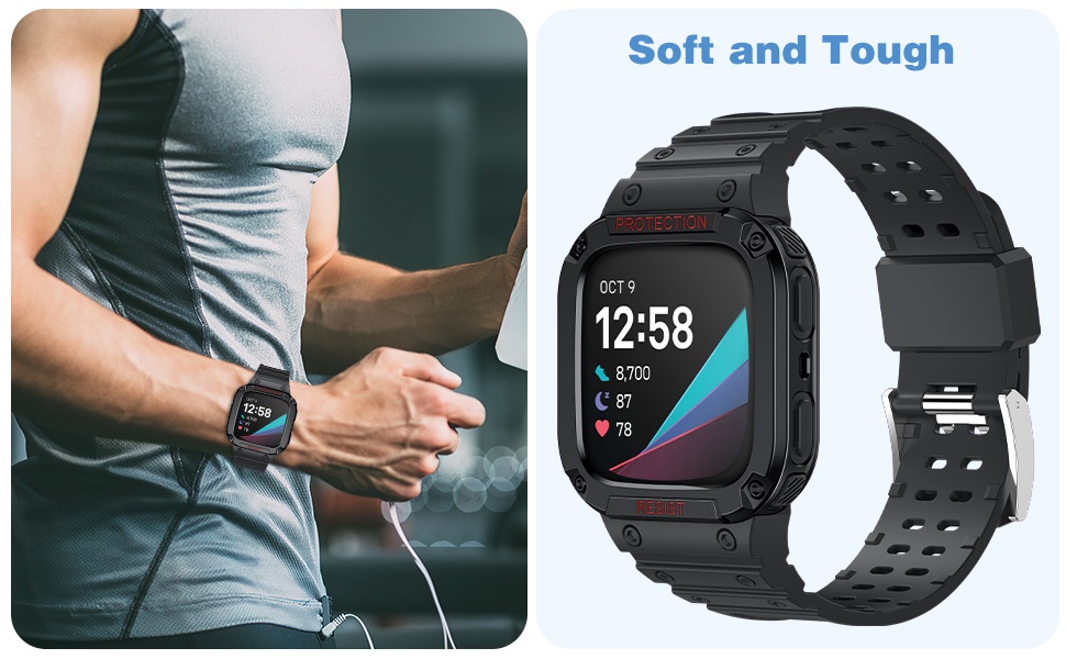 Miimall Fitbit Versa 4/Fitbit Versa 3/Fitbit Sense 2 Band with Case ...