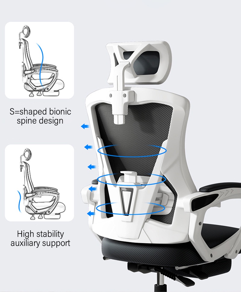 HXR Ergonomic Office Chair Adjustable Lumbar Support Headrest ...