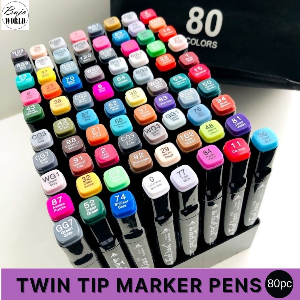 Twin Tip Pen Marker120/80/48/24 Colors 6mm/1mm Dual Head Pen set with ...