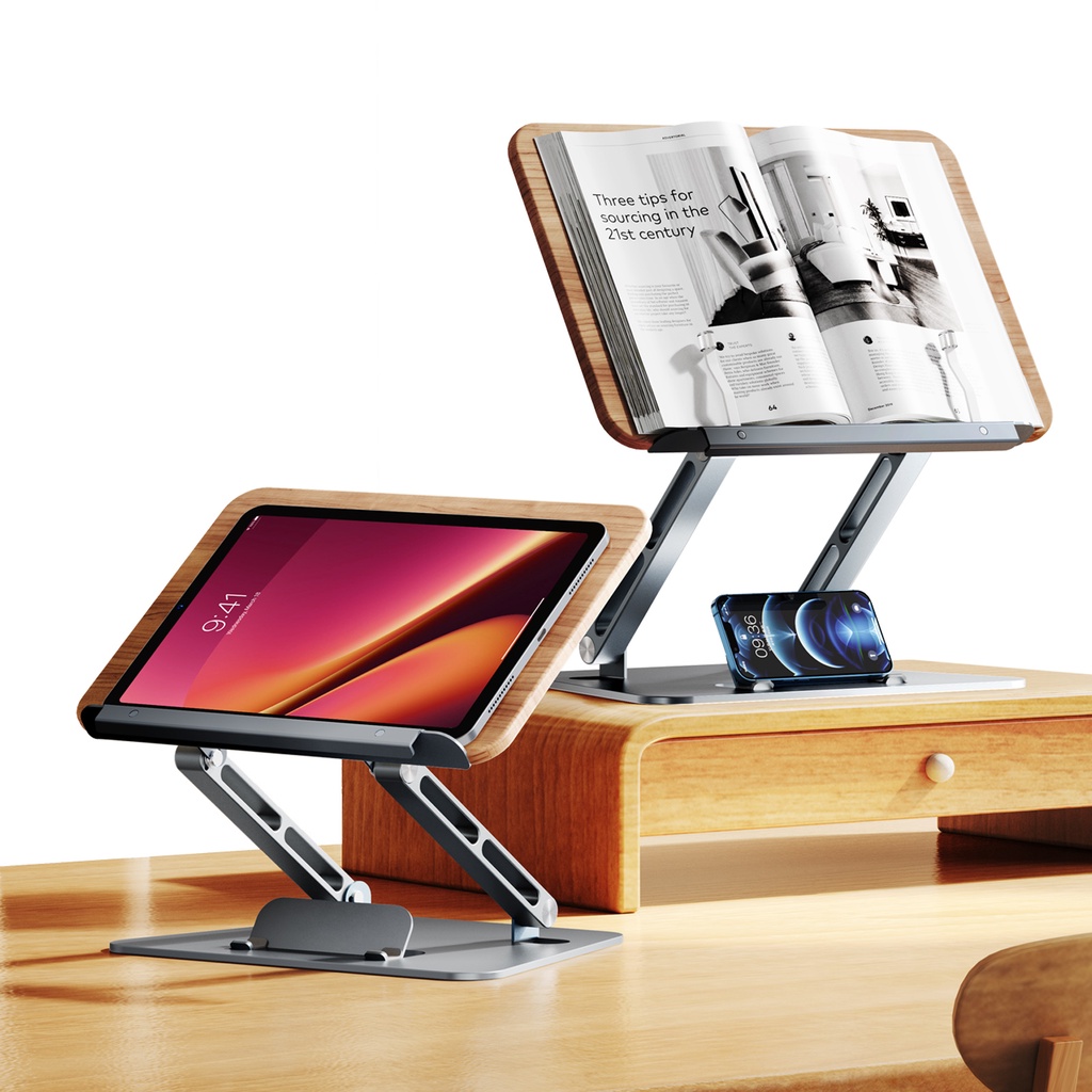 Oatsbasf L12 Wooden Laptop Stand Adjustable Vertical Reading Book Stand ...