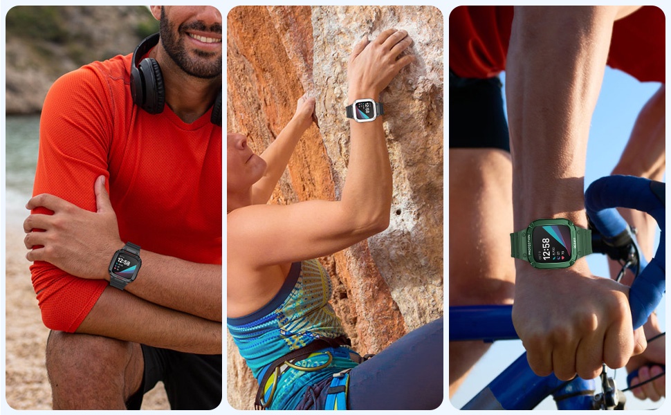 Miimall Fitbit Versa 4/Fitbit Versa 3/Fitbit Sense 2 Band with Case ...
