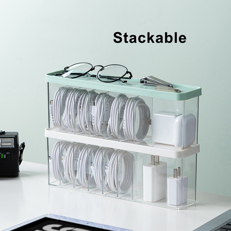 New Type Stackable Cable Storage Box USB Wire Organizer Desk Organizer ...