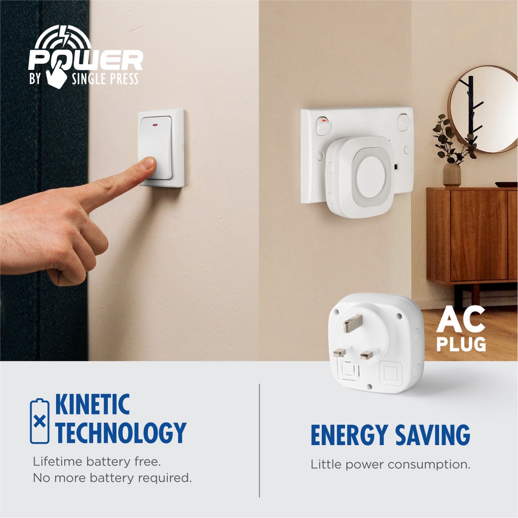 Daiyo DDB 49W Wireless Digital Kinetic Doorbell (Battery Free Switch ...