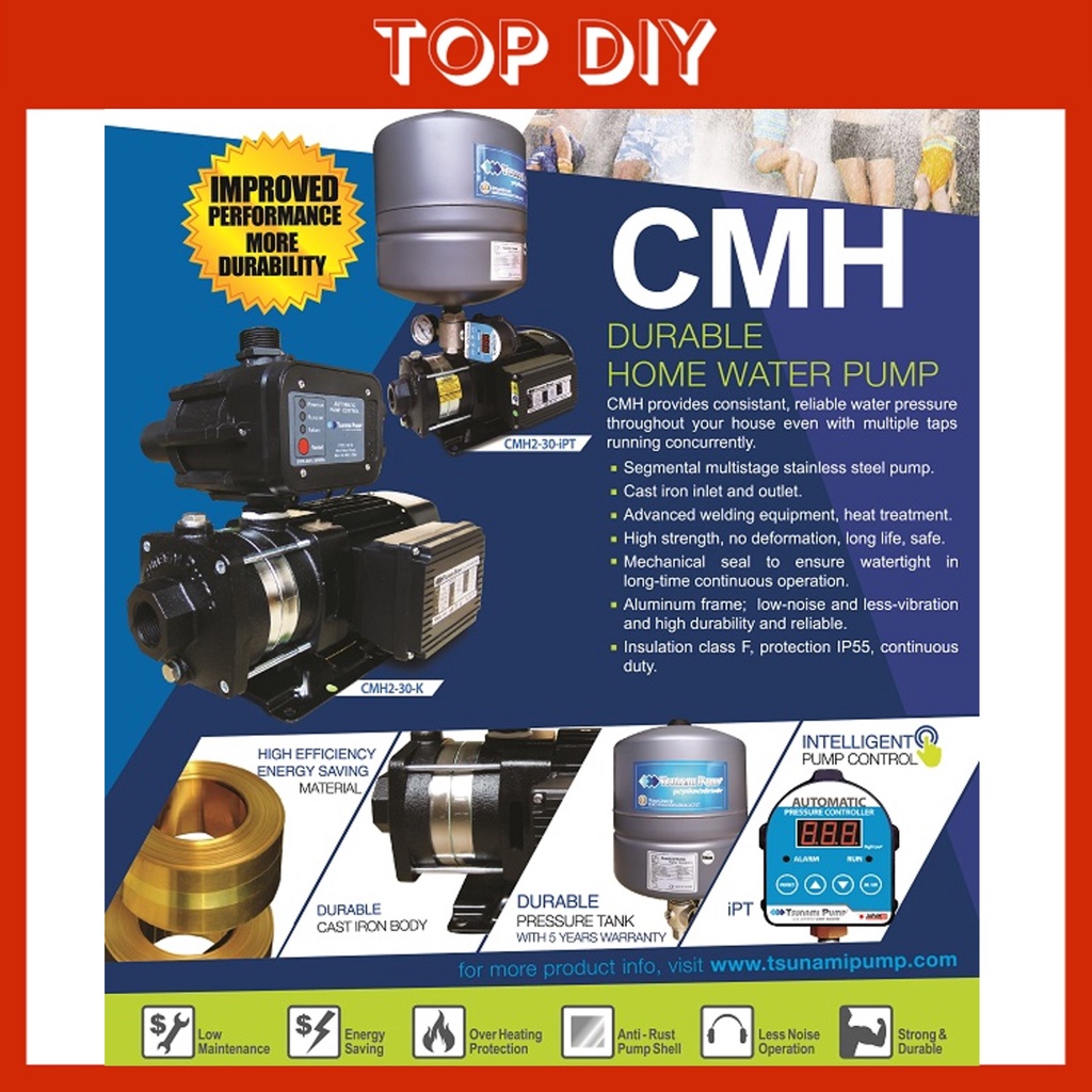 CMH4-40K(1.0HP)Tsunami Water Pump 1HP Automatic Water Pump Home Pam Air ...