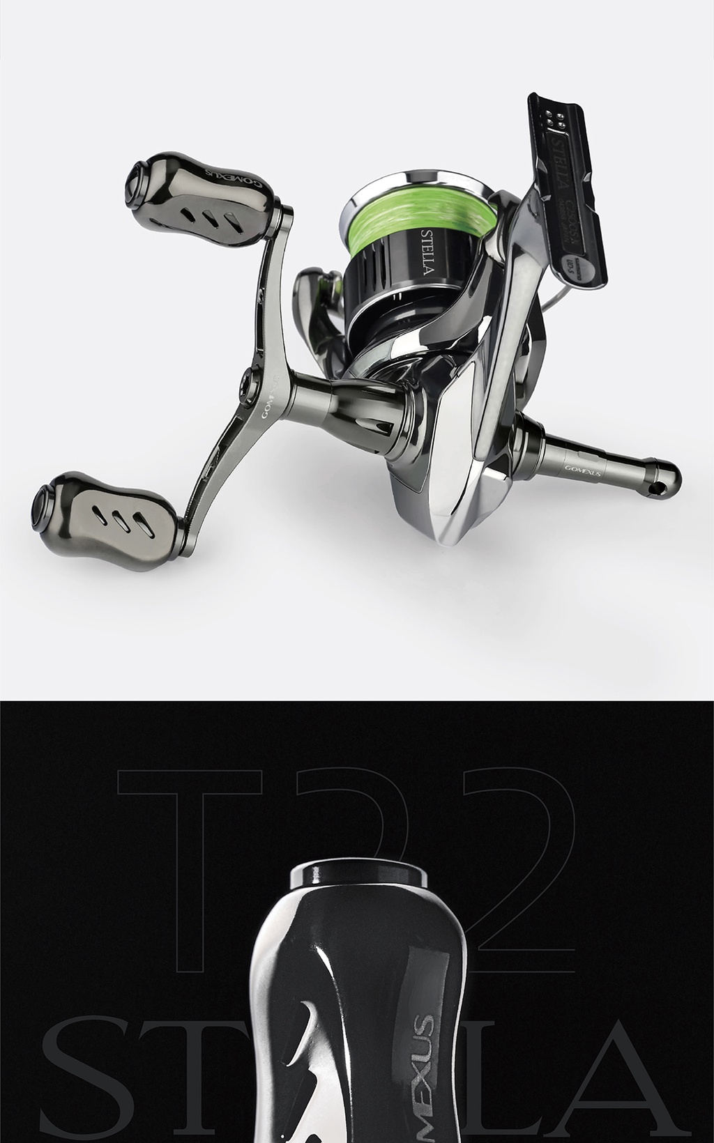 Poignée Gomexus T22STSK Titane Pour Moulinets Shimano A Et Daiwa S – 22mm, Couleur Stella Smoke