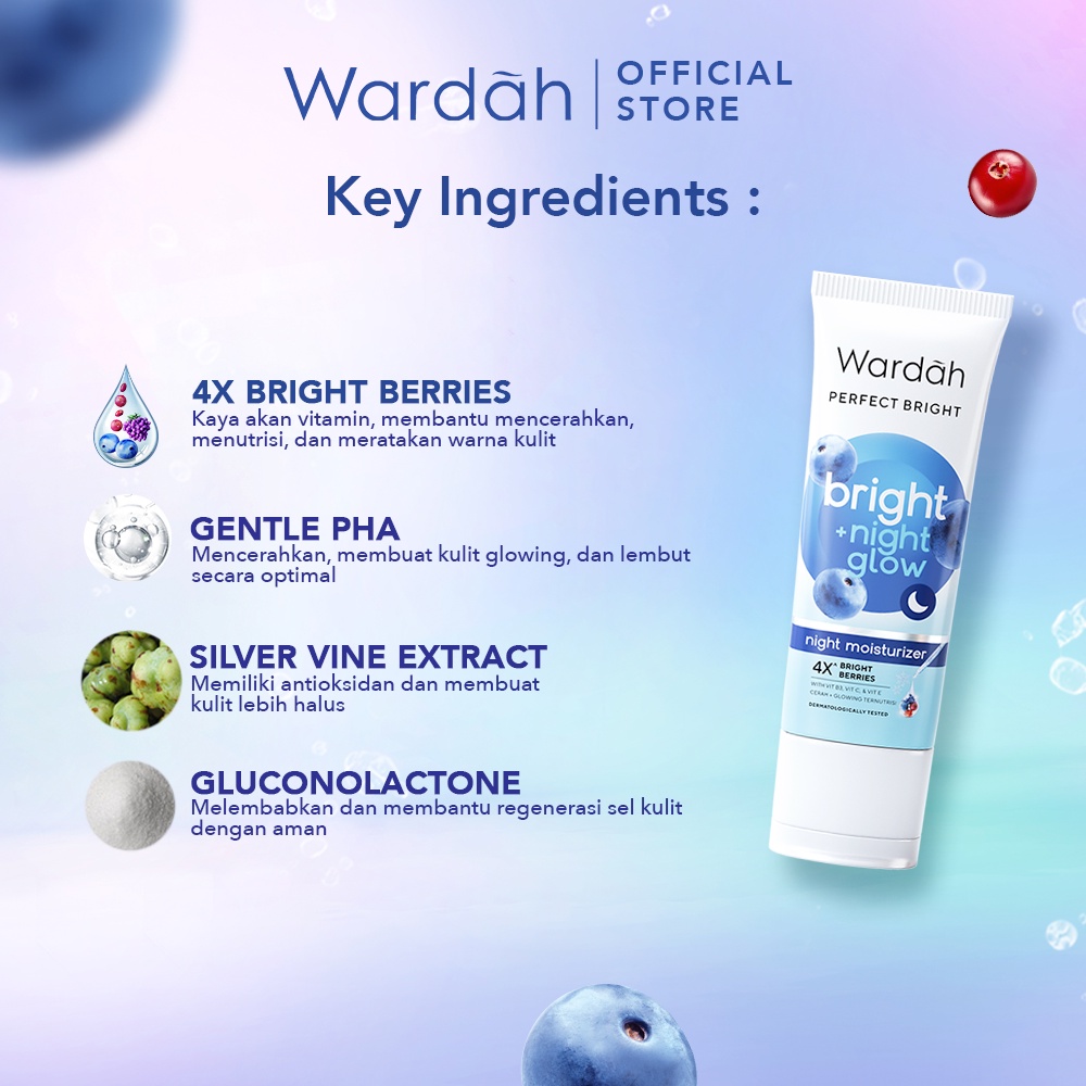 WARDAH Perfect Bright Bright + Night Glow Night Moisturizer 20 ml - Skincare - Gambar 4