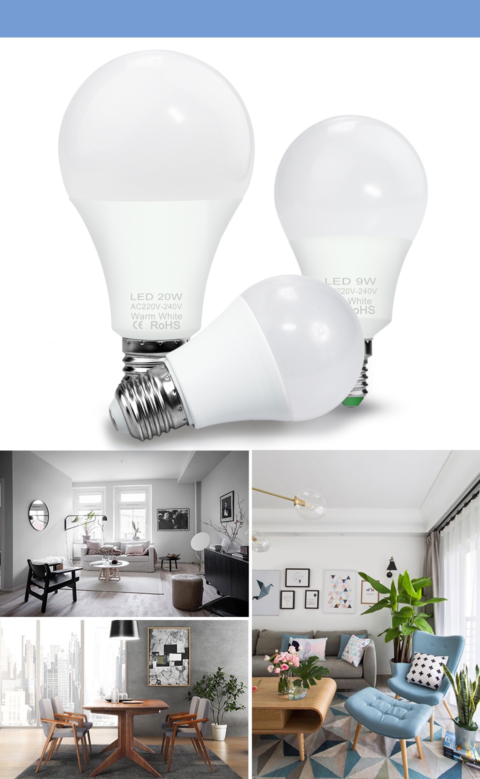 E27 LED Bulb E14 Lamp High Power Light Ball Bulbs 3W 6W 9W 12W 15W 18W ...