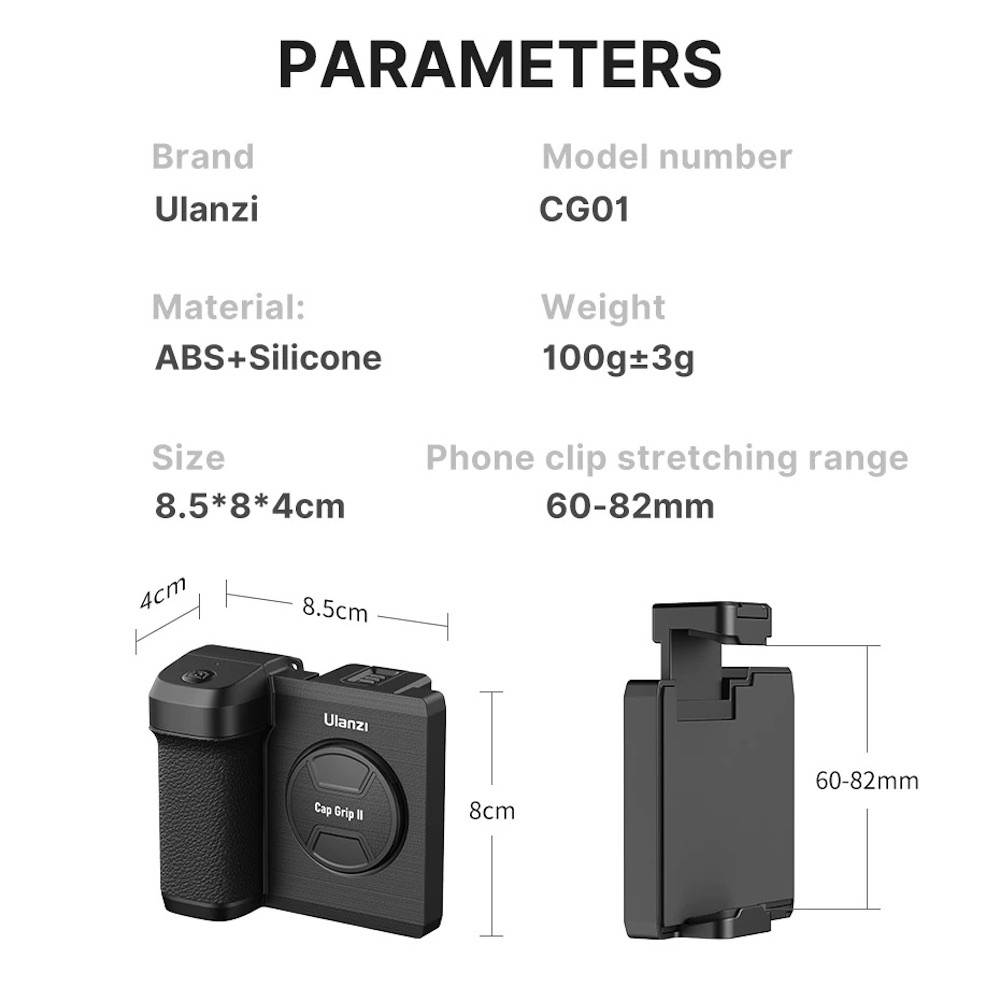 ULANZI CG01 CapGrip II Bluetooth Remote Phone Holder Mount Clip for ...