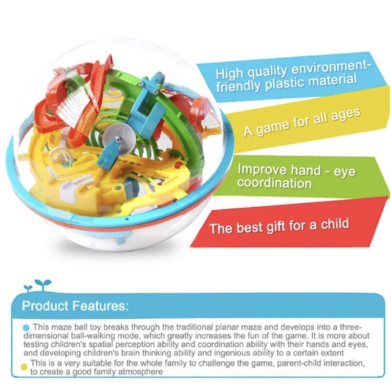 3D Magical Maze Intellect Ball Labyrinth Sphere Globe Toys For Kids ...