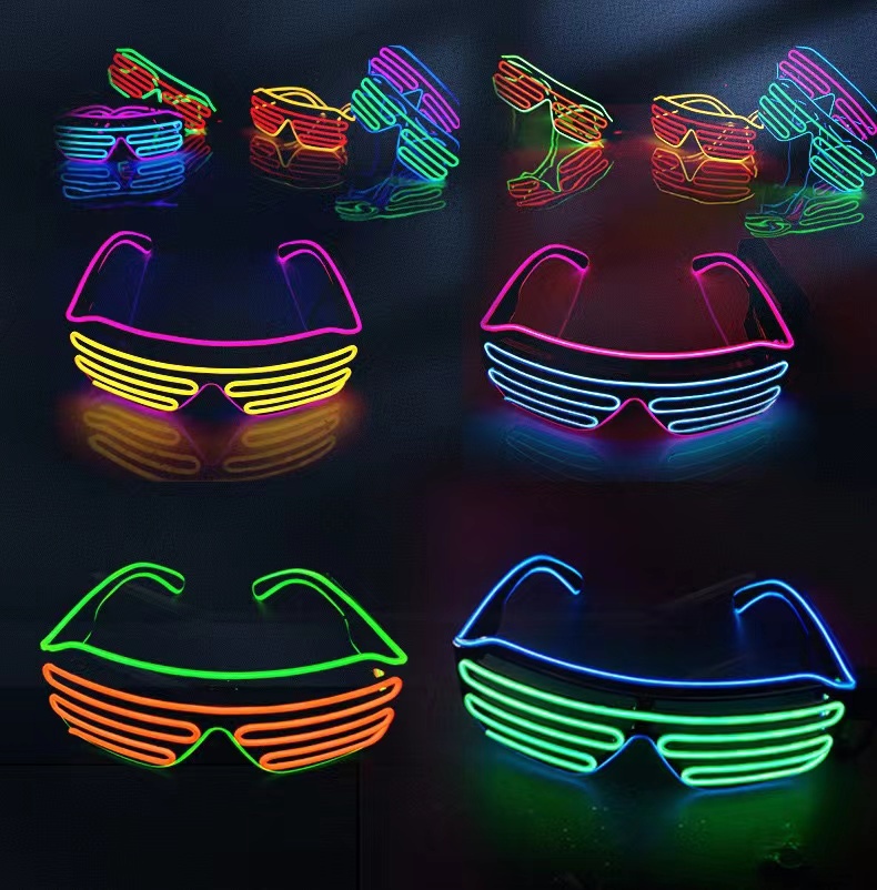 【SG local】 Wireless Neon EL Glasses Dual Color Neon Strip EL Wire Light ...