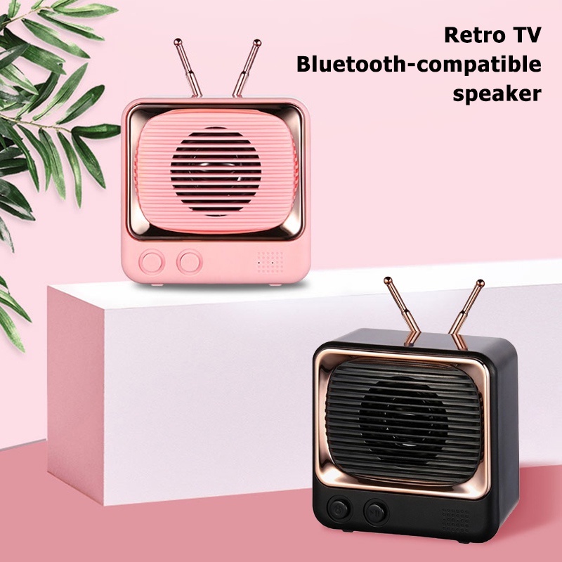 DW02 Portable Bluetooth Speaker Mini Retro TV Style Surround ...