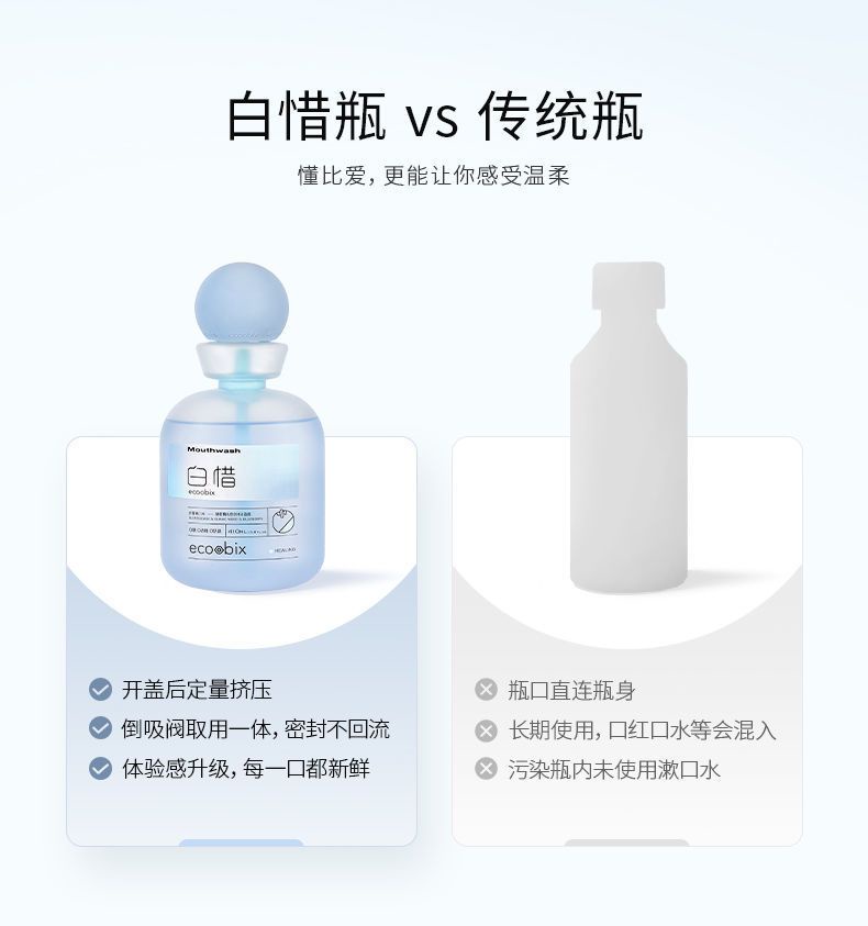 ECOOBIX Anti-Sugar Mouthwash白惜抗糖漱口水皙益生菌濑簌便携式男女生清新口气持久留香便携装 Fair Probiotics  Sesu Portable Boys Girls Fresh Breath Long-Lasting Fragrance Package