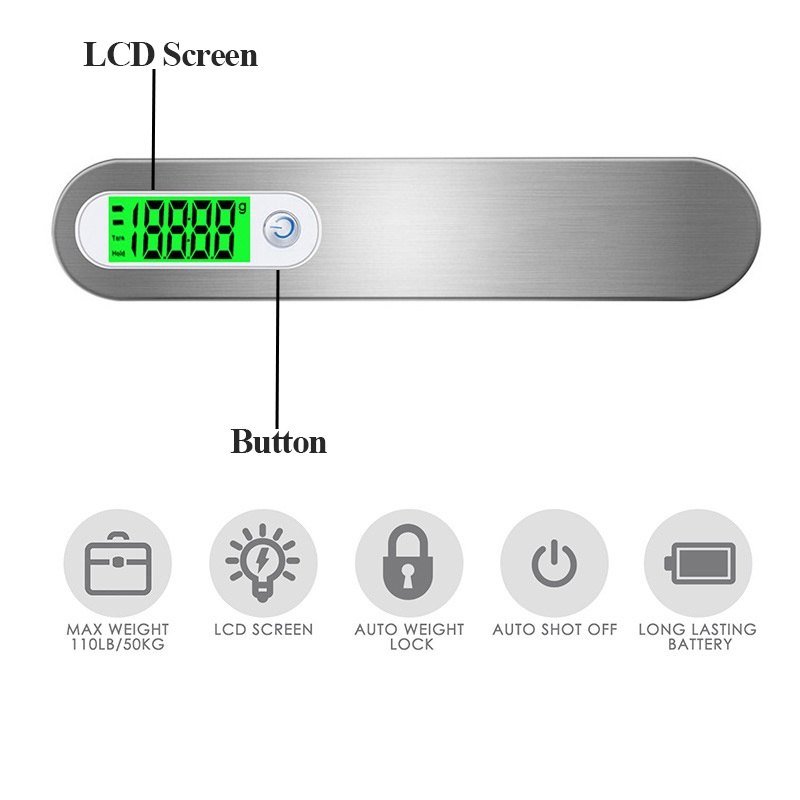 50kg/10g Portable Suitcase Scale Digital Luggage Scales Electronic With Backlight Weight Balance