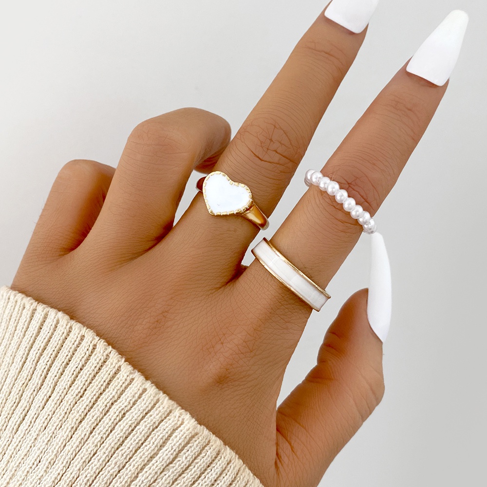 Trendy Vintage Hollow Heart Butterfly Rings Set For Women Metal Silver ...