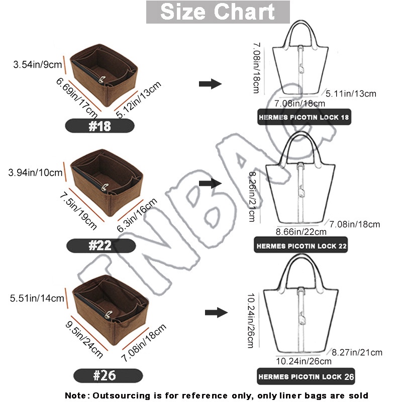 For Picotin 18 22 26 Insert Bags Organizer Makeup Handbag Inner Purse ...