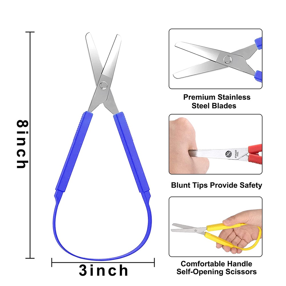 8Inches Colorful Grip Scissors Loop Scissors Handle Self-Opening ...