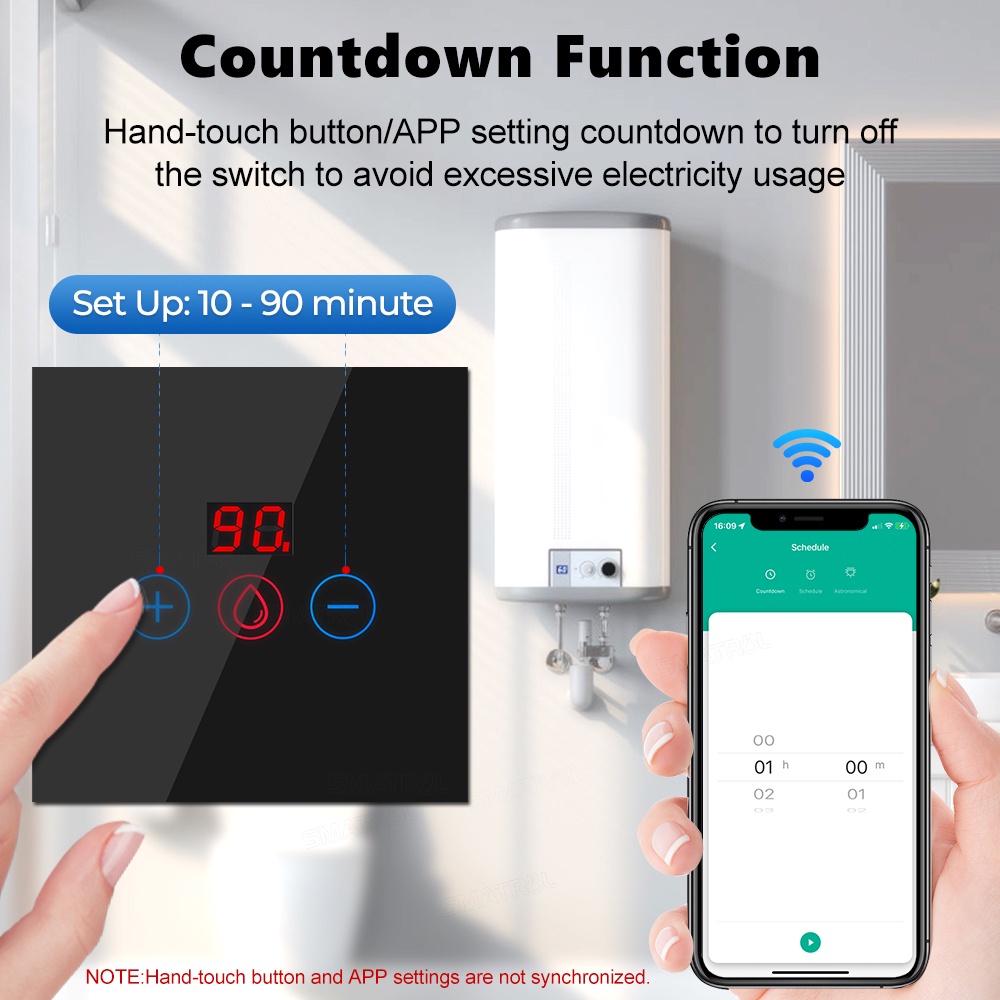 SMATRUL Tuya Smart Switch Wifi RF433 20A Water Heater Timer Switch ...