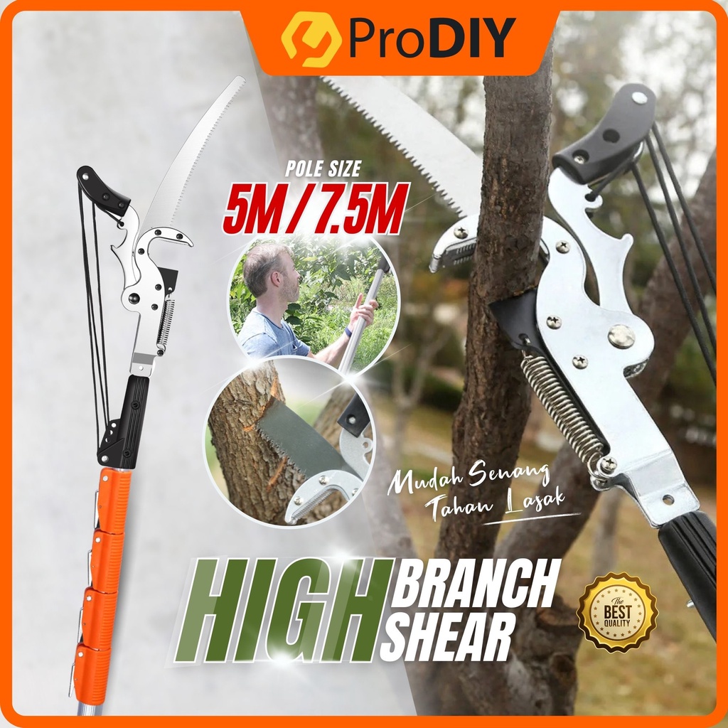 5M / 7.5M High Branch Shears Saw Telescopic Rod Tree Cutter Pruning Saw Fruit Picker Gunting