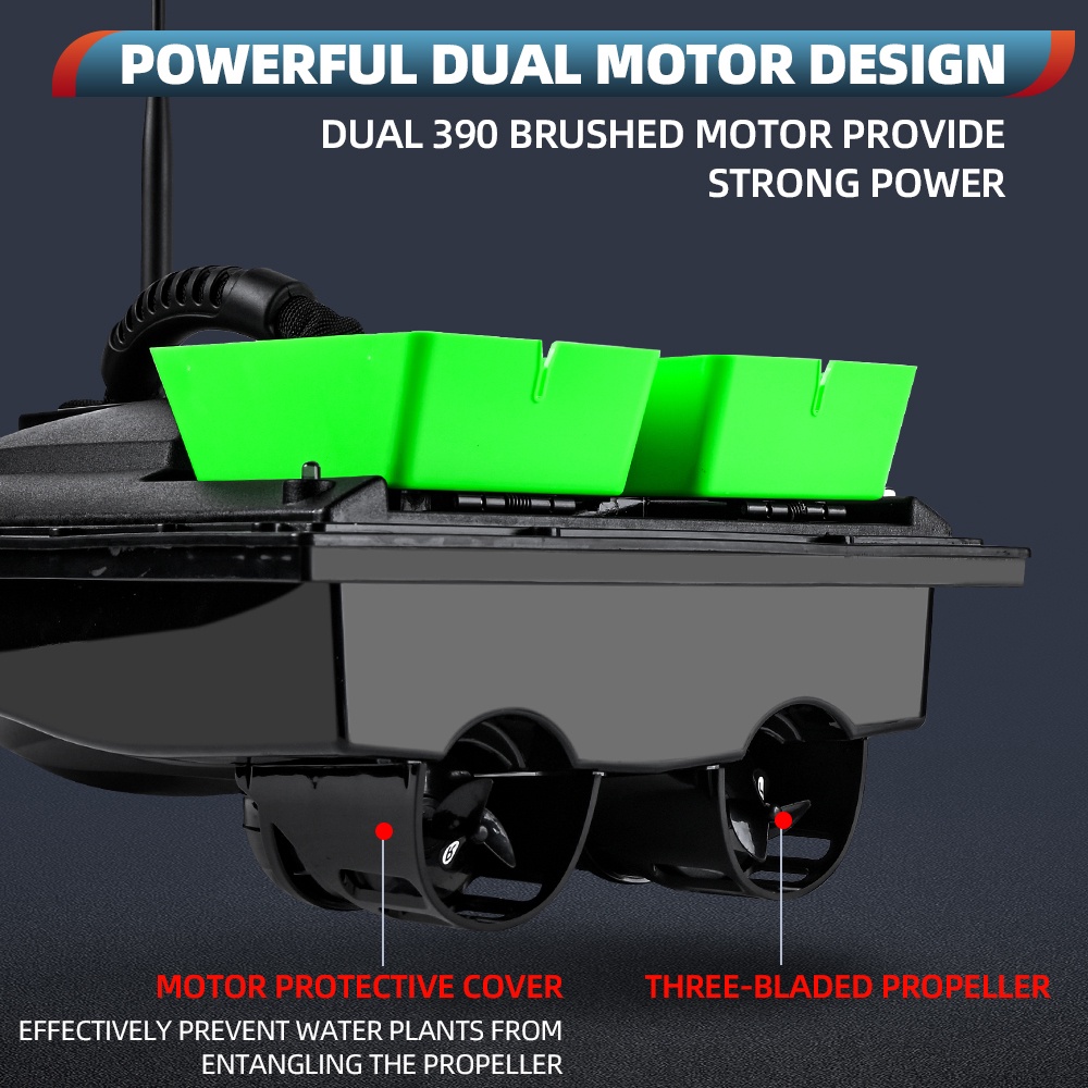 Flytec Fishing Bait Boat 500m Remote Control Bait Boat Dual Motor RC ...
